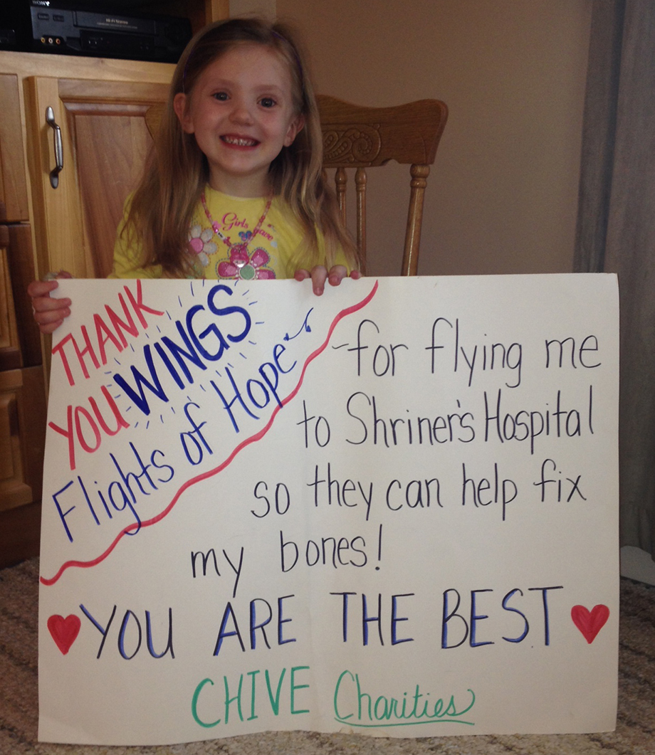 Chive Charities Wings of Hope thank you