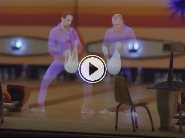 Scaled sets of classic film scenes using holograms (Video)
