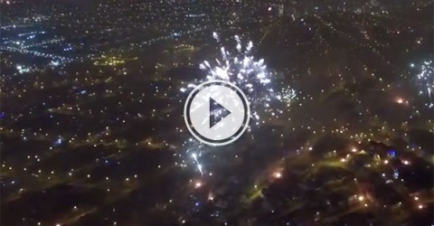 Drone films fireworks over Lima, Peru (Video)