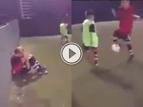 Boy gives up after being beaten by an amazing bit of skill.