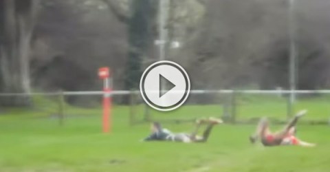 Brixham rugby club's Tom McLean thought he had scored what might have been the winning try, but he had actually dived over the five metre line.