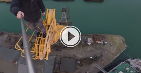 James Kingston: POV Adventures, climbs an old crane.