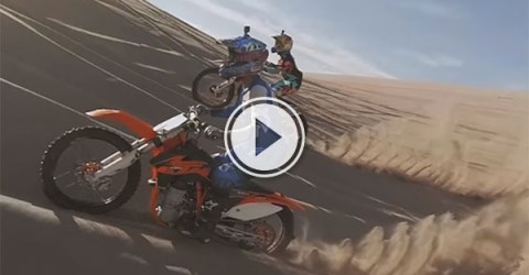 Dirt bike sand dune jumping (Video)