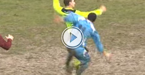 Player fails to attack referee (Video)
