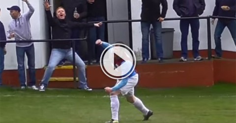 Large soccer player scores great goal (Video)