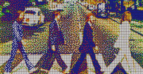 The Beatles Abbey Road cover picture in pixelated format!