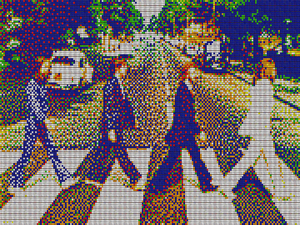 The Beatles Abbey Road cover picture in pixelated format!