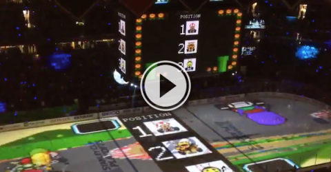 Tampa Bay fans use the ice to play Mario Kart during intermission (Video)