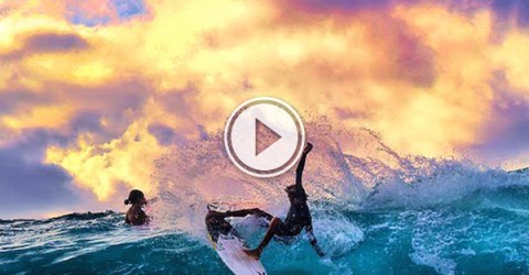 Screenshot of the video of a surfing in the ocean
