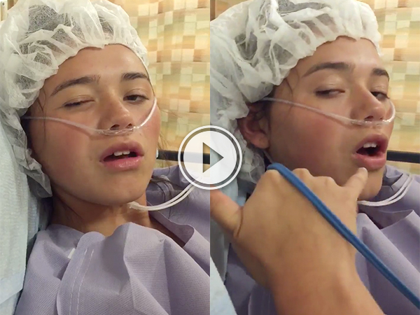 funny girl in a odd conversation after having a knee surgery.(video)