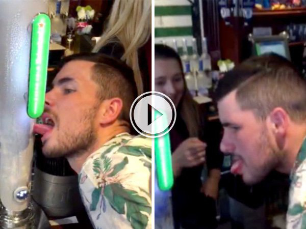Lad Gets Tongue Stuck On Beer Pump (Video)