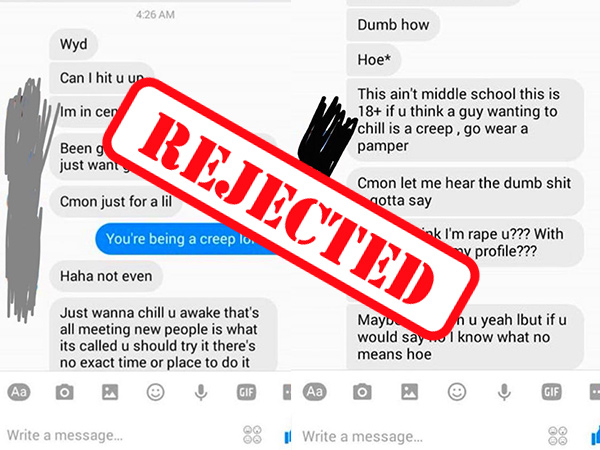 An insane IM rant after getting rejected.