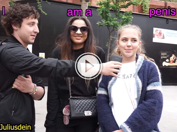 Screenshot of 'I am a penis' prank with two girls!
