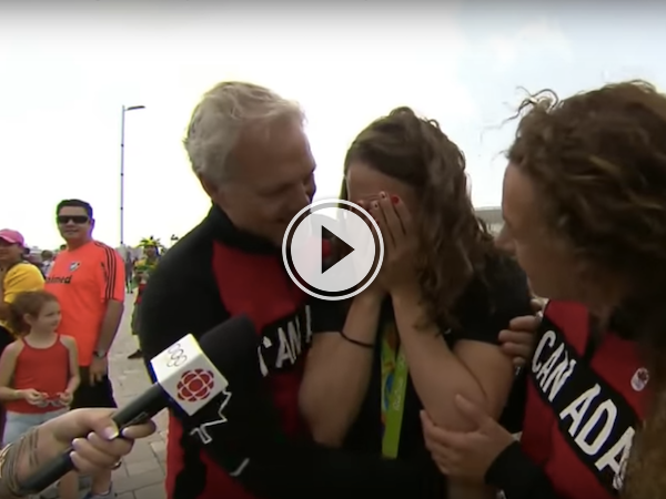 What's better than winning a medal? Seeing your parents again... (Video)