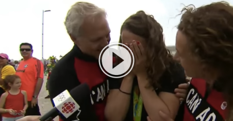 What's better than winning a medal? Seeing your parents again... (Video)