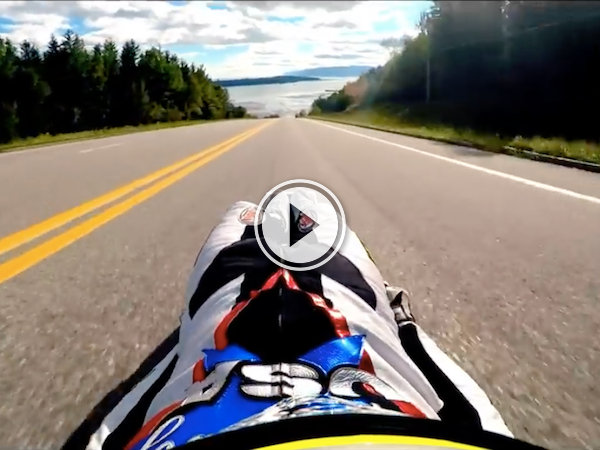 It takes some huge ones to street luge down this road in Quebec! (Video)
