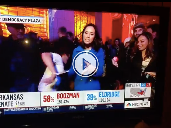 Dude is falling over himself to be on camera! (Video)