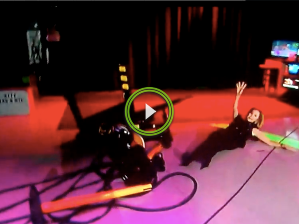 Morning reporter can't quite handle her motorized scooter (Video)