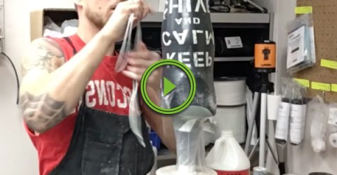 Time lapse video of guy fabricating a trans tibial prosthetic leg