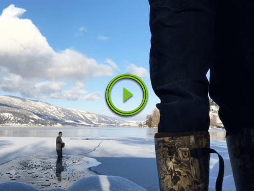 Dude jumps into the cold lake to rescue a trapped dog (Video)