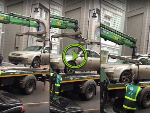 Tow truck driver's gentle touch lets him down in the end (Video)