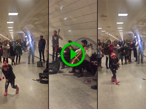 Little kid conducts band on Istanbul Metro (Video)