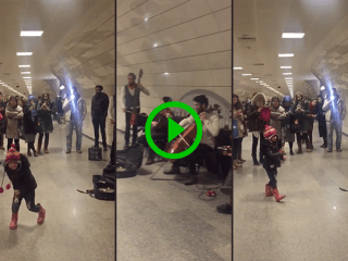 Little kid conducts band on Istanbul Metro (Video)