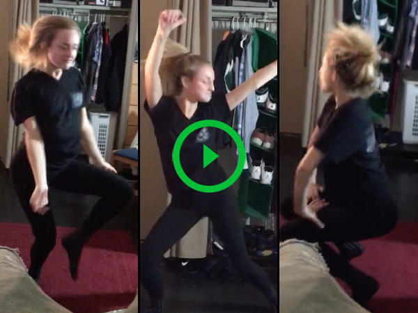 White girl shows off her dance moves (Video)