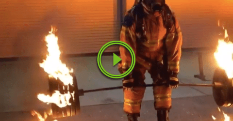Firefighter drops an epic firebomb for his retirement (Video)