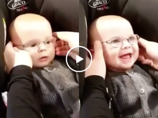 Adorable baby gets glasses, sees his mom clearly for the first time