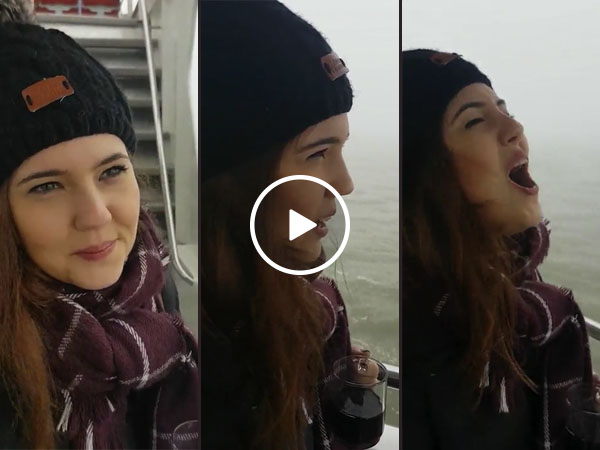 Girl thinks owls are chasing the boat (Video)