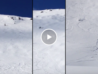 Kids film dad's wipeout on double black diamond ski slope (Video)