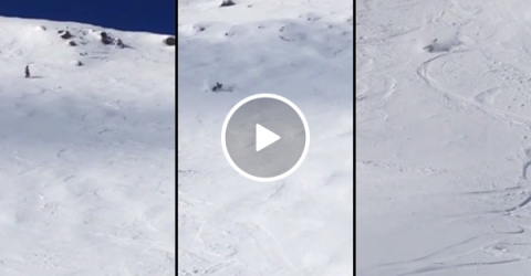 Kids film dad's wipeout on double black diamond ski slope (Video)