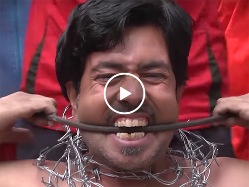 Pakistani man bends iron bars with his mouth (Video)