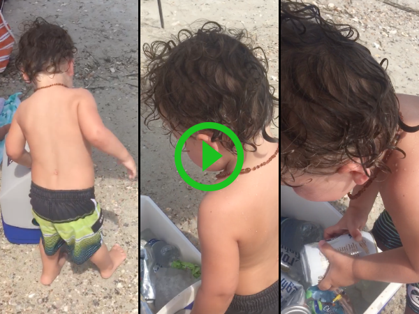 Adorable little boy unsuccessfully asks his dad for a beer (Video)