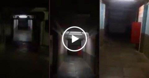 Security guard walks into a (haunted?) hallway of pure NOPE (Video)