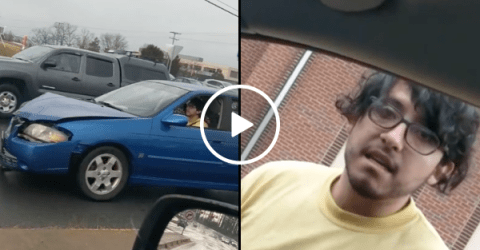 Guy catches hit and run suspect red handed (Video)