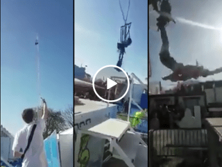 Scary moment woman almost dies at fair on swinging attraction (Video)