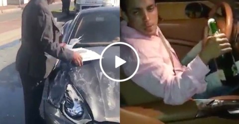 Drunk Moroccan rich kid gets away with wrecking Ferrari (Video)