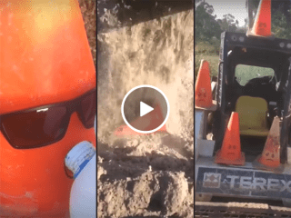 Aussie man pretends to have killed his traffic cone (Video)