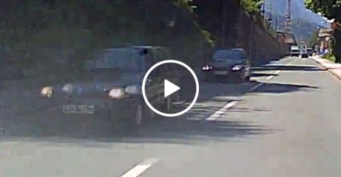 Parked car rolls down hill
