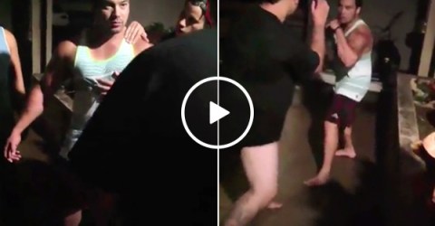 Drunk muscle-bro gets the soul knocked out him (Video)