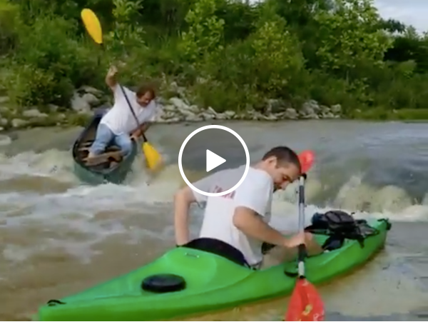 Canoeing down a waterfall shouldn't be this hard (Video)