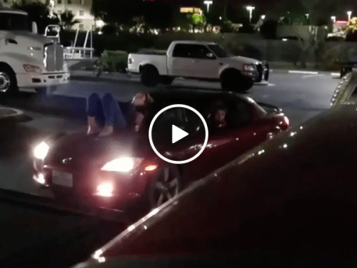 Hangry Girl Won't Get Off Boyfriend's Car Hood