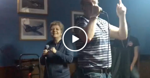 Older couple nails Like a G6 Karaoke (Video)