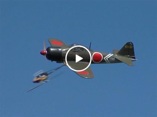 Model planes collides with model helicopter (video)