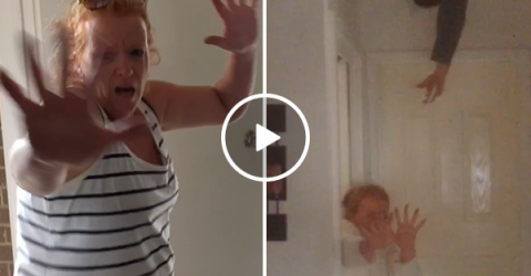 Sons scare mom for three years filming her hilarious reactions (Video)