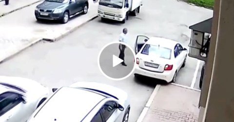 Woman crashes trying to park her car