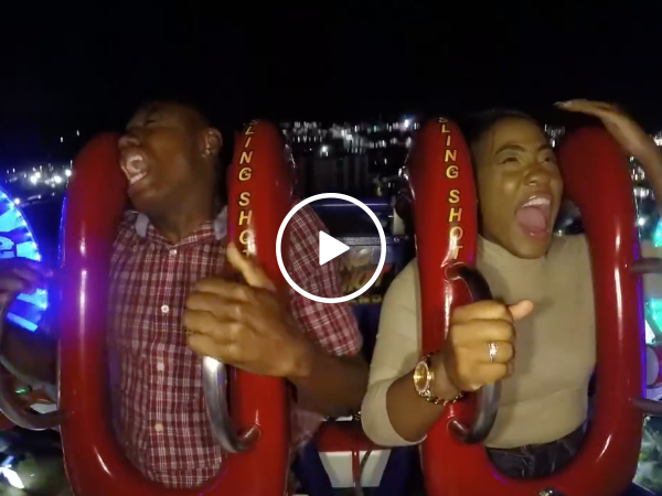 Man cries after terrifying prank on slingshot ride (Video)