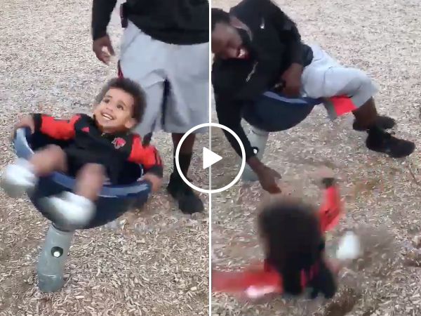 Dad gives son the spins and hilarity ensues